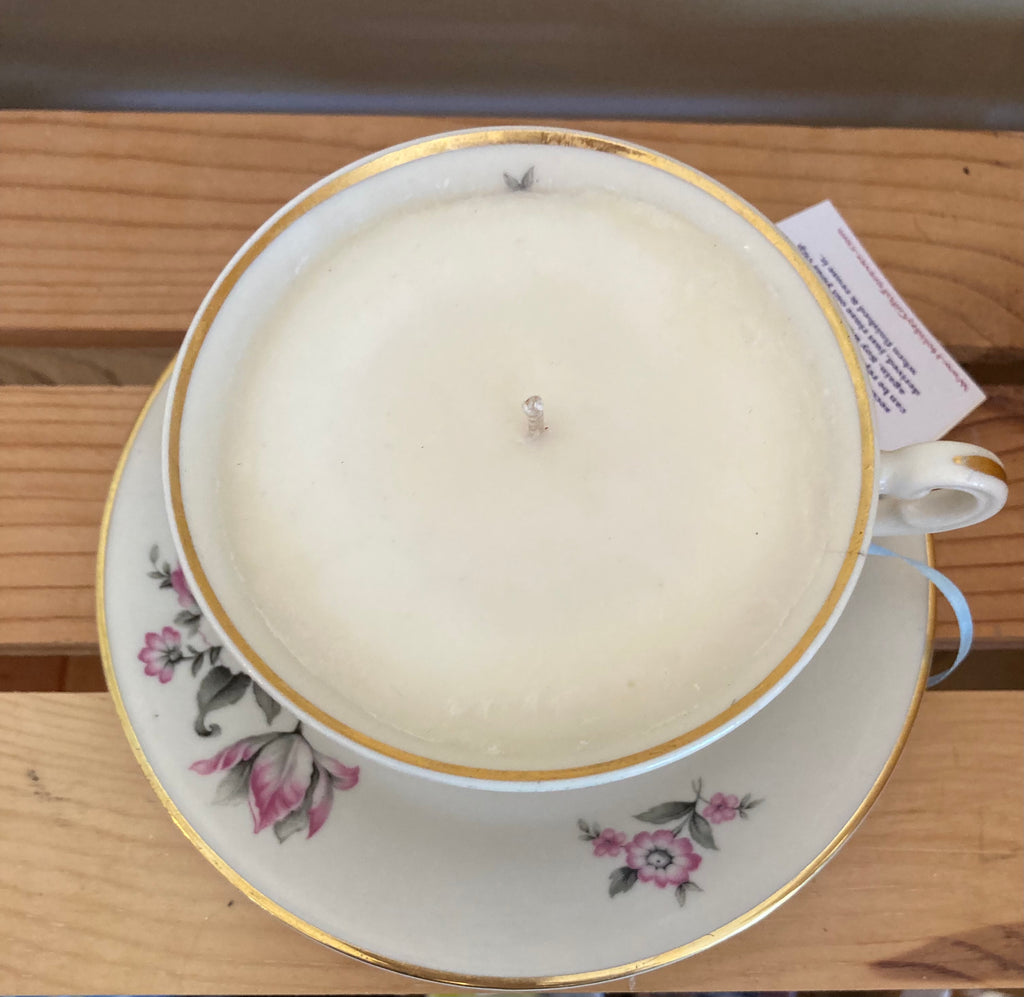 Hand-Poured Soy Candles in Vintage Teacups