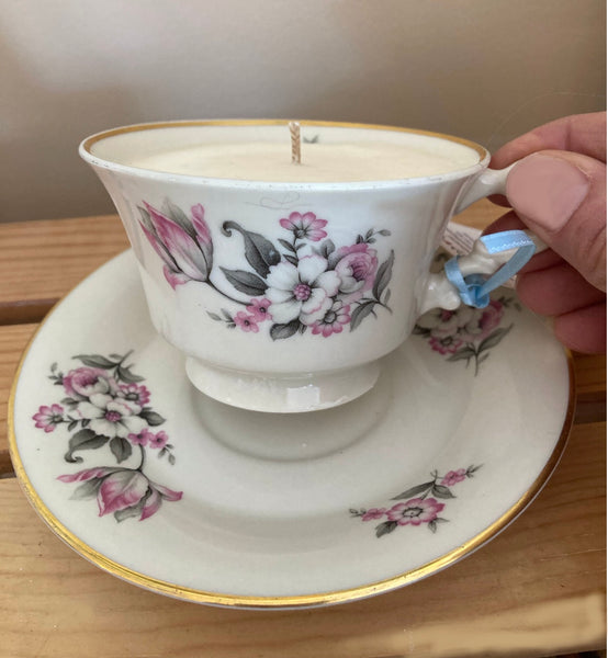 Vintage China Tea Cup Soy Candle