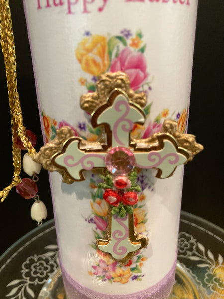 Easter Cross Prayer Candle