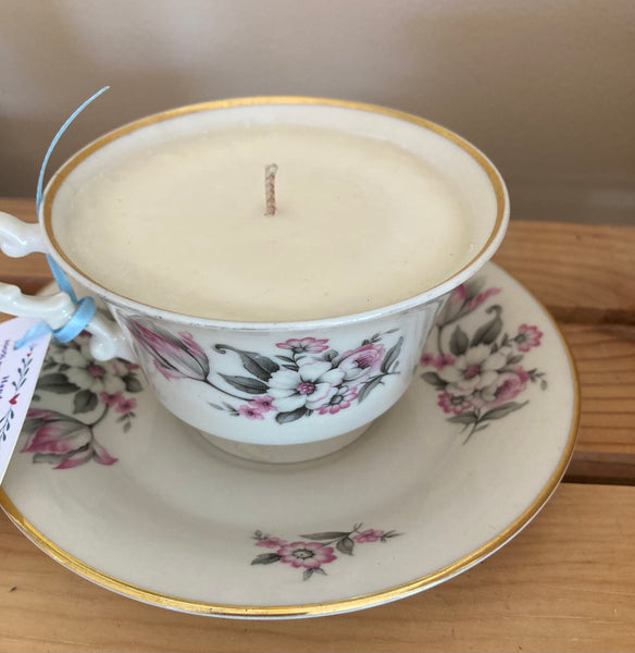 Vintage China Tea Cup Soy Candle