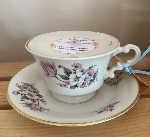 Vintage China Tea Cup Soy Candle