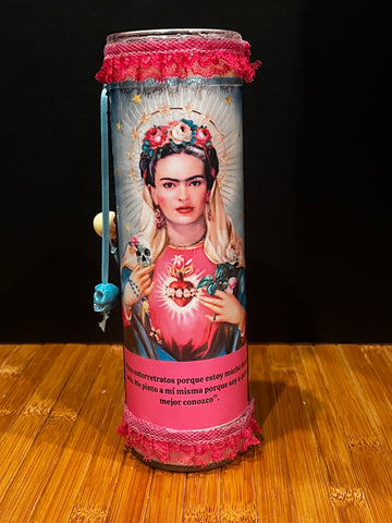 Frida Kahlo Altar Prayer Candle-Pink