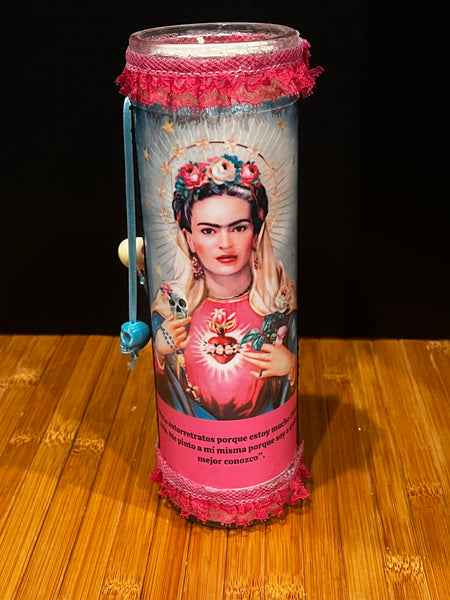 Frida Kahlo Altar Prayer Candle-Pink