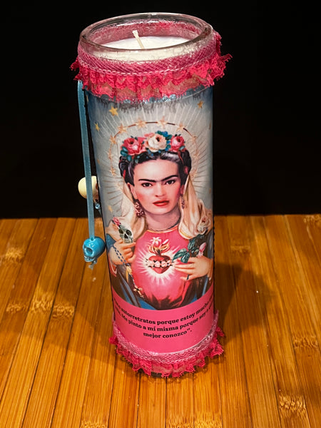 Frida Kahlo Altar Prayer Candle-Pink